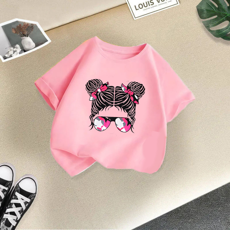 Ropa para niños transfronterizos 2024 verano nuevas camisetas de manga corta para niños y niñas tops de cuello redondo de moda bebé de media manga de algodón
