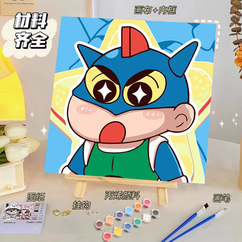 Pintura al óleo digital de bricolaje, dibujos animados para niños, pinturas para colorear hechas a mano, lindos puestos de animación curativos, comercio exterior transfronterizo