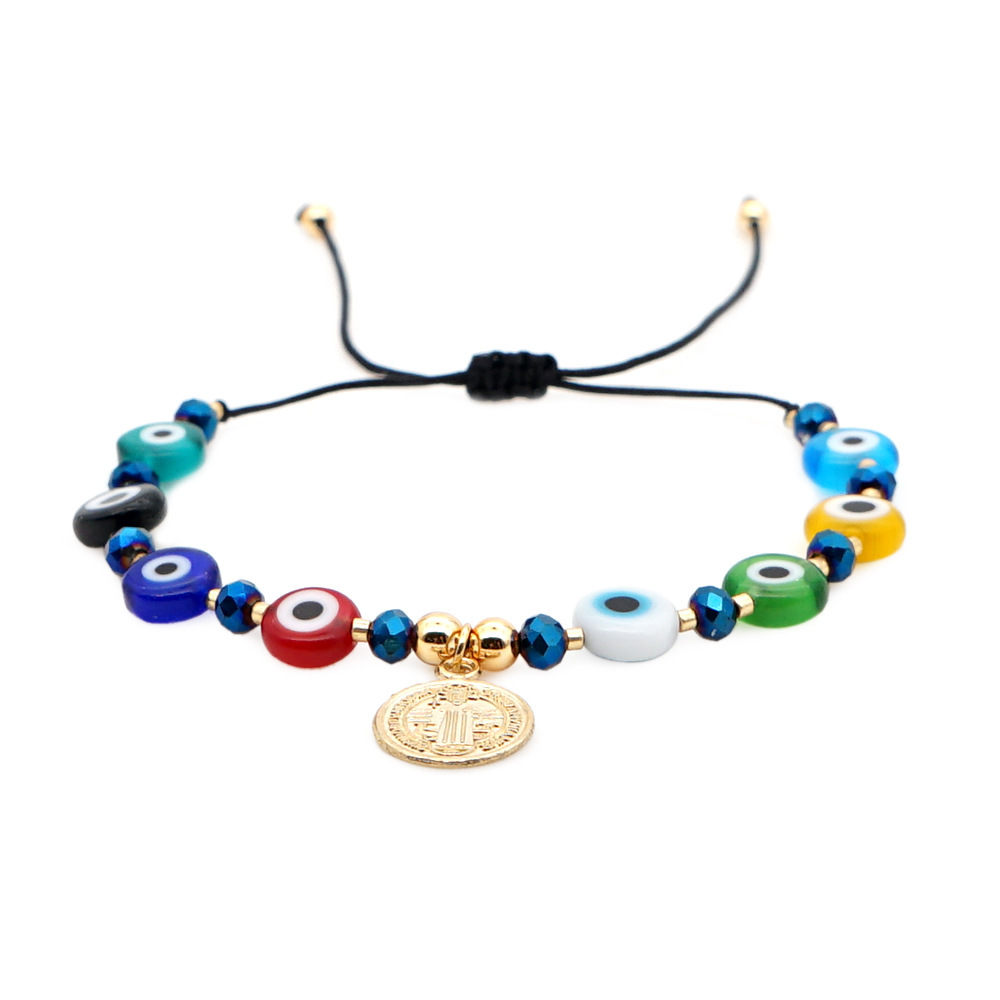 Nihaojewelry Ethnic Style Colored Glaze Evil Eye Gold Bead Bracelet Wholesale Jewelry display picture 21