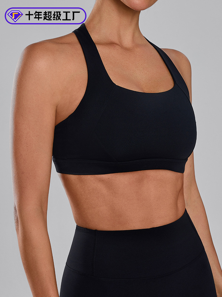 Transfronterizos Europa y América desnudos belleza de alta intensidad ropa interior deportiva para mujeres con cojín de pecho acondicionamiento físico correr yoga bra de espalda cruzada