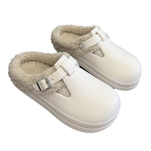 Autumn and winter new outer-wearing Birken cotton slippers, women's waterproof and dirt-resistant eva platform cotton slippers, women's plus velvet cotton slippers