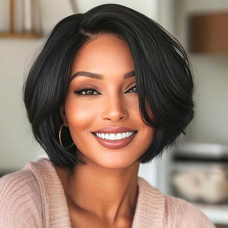 2025 New Cross-Border Dropshipping Women's Short Hair Bob Wig Short Hair Bob Hairstyle Synthetic Black