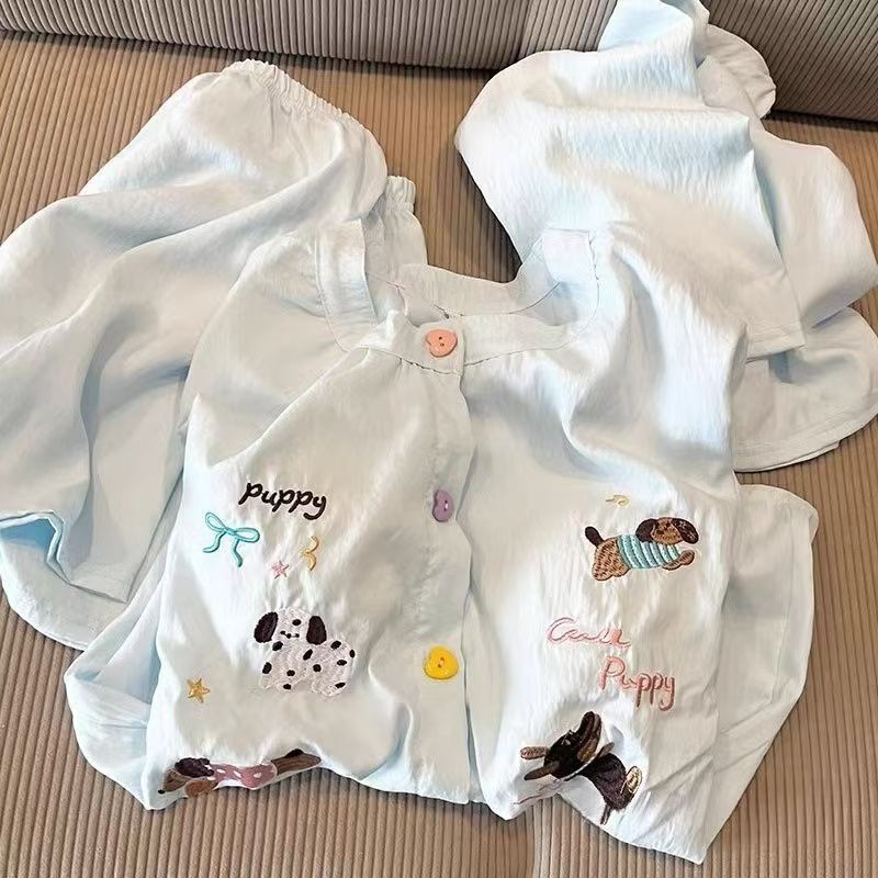 超かわいい漫画インスタイルダックスフント子犬パジャマ女性の夏の半袖ショーツ学生ホーム服はスーツの外で着用できます|undefined