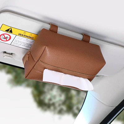 Car tissue box/set High-End Leather Tissue Box, Car - danxia-orange