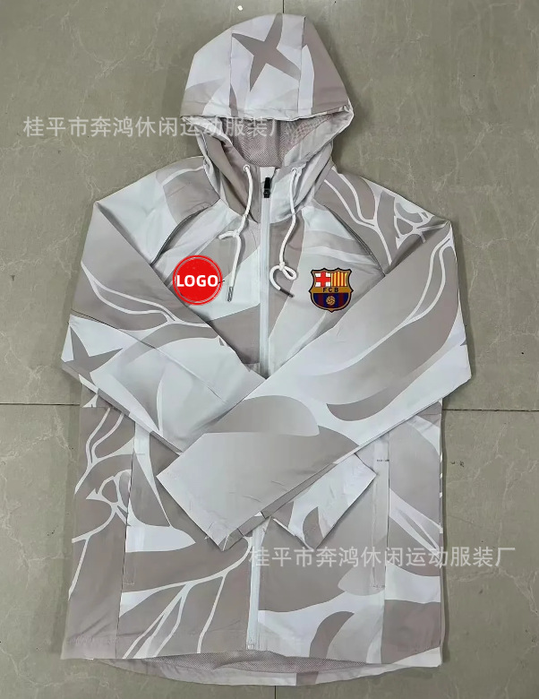 2526 chaqueta de fútbol con capuz nueva chaqueta de calentamiento a prueba de viento Barcelona Arsenal Real Madrid Manchester United chaqueta deportiva
