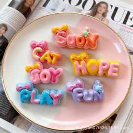 亮面渐变字母Hope字母牌diy树脂配件奶油胶饰品发夹抓夹发圈吊坠