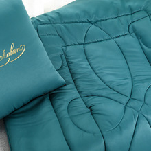 水洗真絲刺綉輕奢純色抱枕被子兩用夏涼空調被車上靠背沙發床枕頭