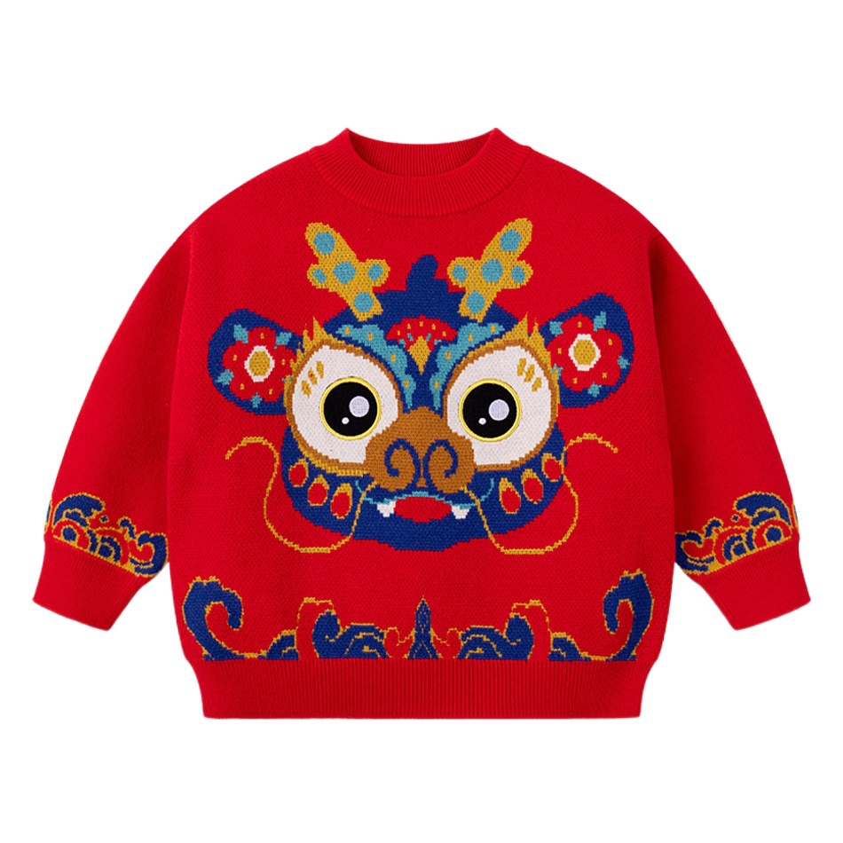 Prendas de punto para bebés invierno Año Nuevo Niño Dragón año suéter ropa de invierno niñas Año Nuevo saludo camisa de fondo año nuevo para niños top