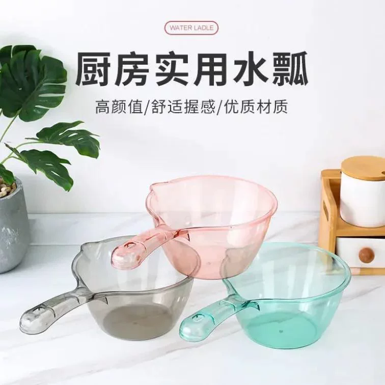 Transparent plastic big water ladle for home use, increased thickness