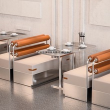 不锈钢桌椅组合甜品店奶茶店桌椅网红咖啡厅工业桌椅轻奢