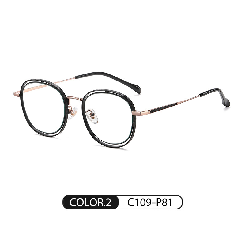 Nueva miopía gafas marco hombres y mujeres mismo marco redondo gafas lisas JS8602 metal personalidad hueco anti-azul gafas de luz