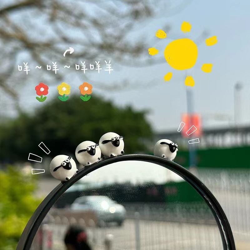 Small Sheep Car Ornament Car Interior Decor Cute Car Center Console Electric Vehicle Rear View Mirror Decorative Accessories Variety Pack