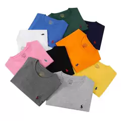 Cross-Border Trendy Brand Summer Pure Cotton Round Neck Slim-Fit Short-Sleeve Unisex Couple's Versatile Solid Color Embroidered Pony Logo T-Shirt