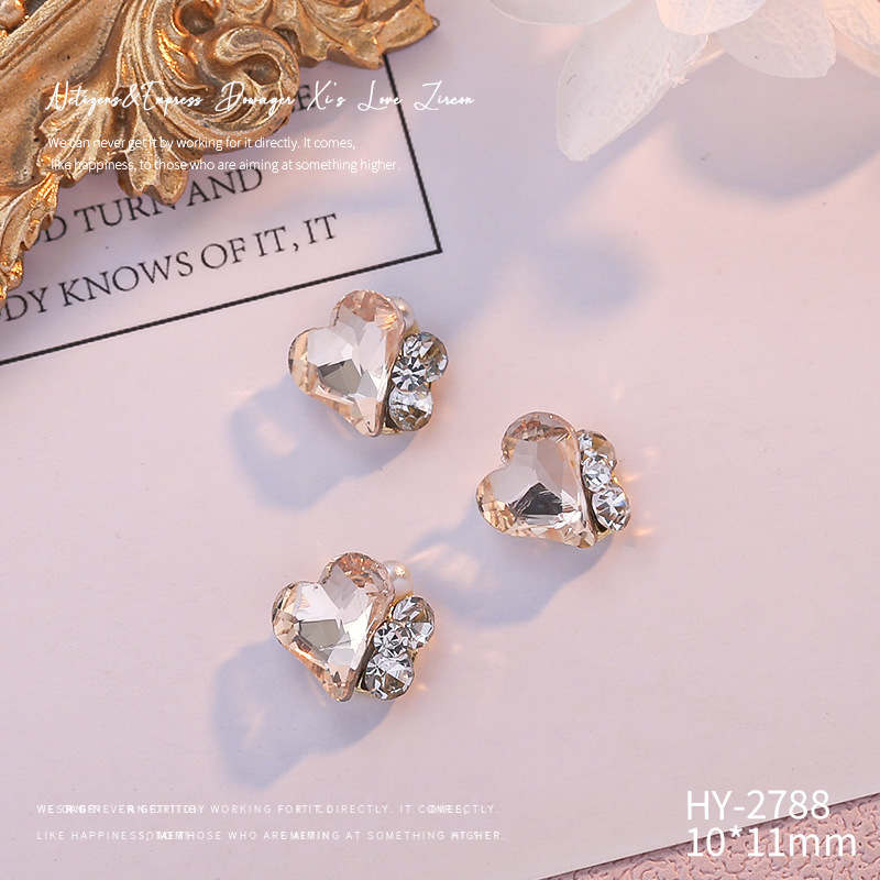 Celebridad en línea Maillard joyería de uñas de cristal pila diamante producto terminado flash torcido corazón grasa cuadrado hecho a mano perla joyería de uñas