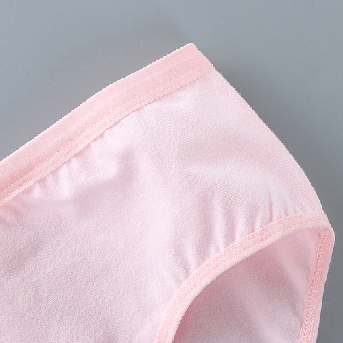Girls' underwear, pure cotton, mid-waist, solid color, briefs, 10-11-12-13 years old, developing middle-aged children, summer