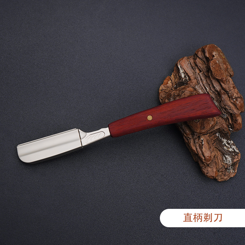 Hoja de seguridad de la maquinilla de afeitar Soporte para herramientas de afeitar con mango recto de madera maciza Cuchilla de afeitar anti-rayado Cuchilla de rejilla Cuchilla de afeitar