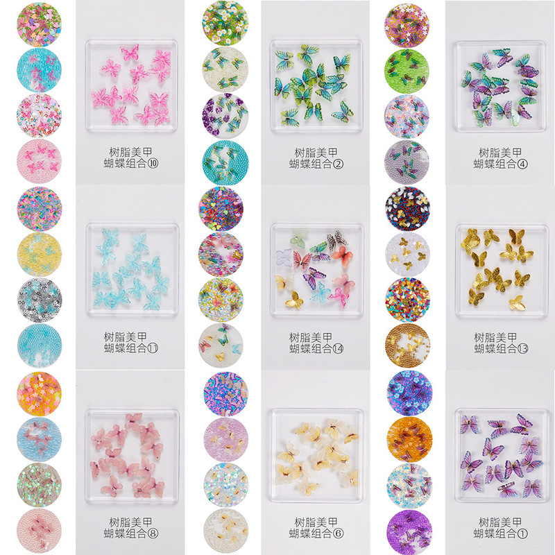 Nail art online popular Aurora 3D three-dimensional fingertip resin butterfly magic color ice transparent wear nail nail jewelry wholesale