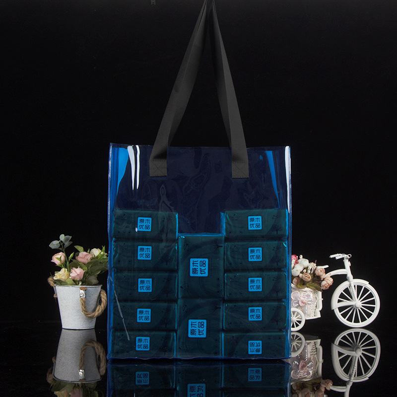 彩色透明手提袋定制礼品袋定做塑料购物袋网红风PVC炫彩手提包