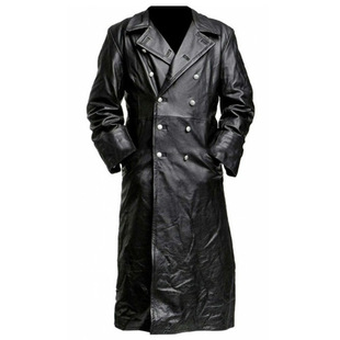 Men's God Fashion Aggressive Gambling God Temperament Solid Color Windbreaker Slim Fit Leather Long Leather Men's Jacket Coat W246