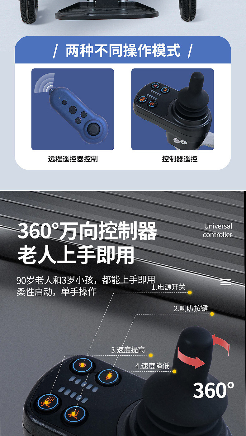 Electric Wheelchair Folding Scooter for the Elderly and Disabled Aluminum Alloy Cross-Border Lithium Battery Electric Scooter
