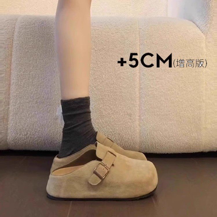 Thick-Soled Birkenstock Shoes for Women, New Retro Slip-On Style for Spring 2026, with Hidden Height Increase and Closed-Toe Design