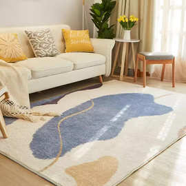 客厅地毯高级感仿羊绒北欧卧室布置暖色系地毯客厅沙发茶几大地毯