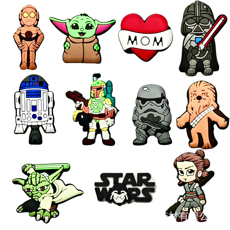 Cross-Border Amazon Crocs Shoes Flower Shoe Buckle Cartoon Star Wars Crocs Accessories Decorative Buckle Accessories Ready in Stock