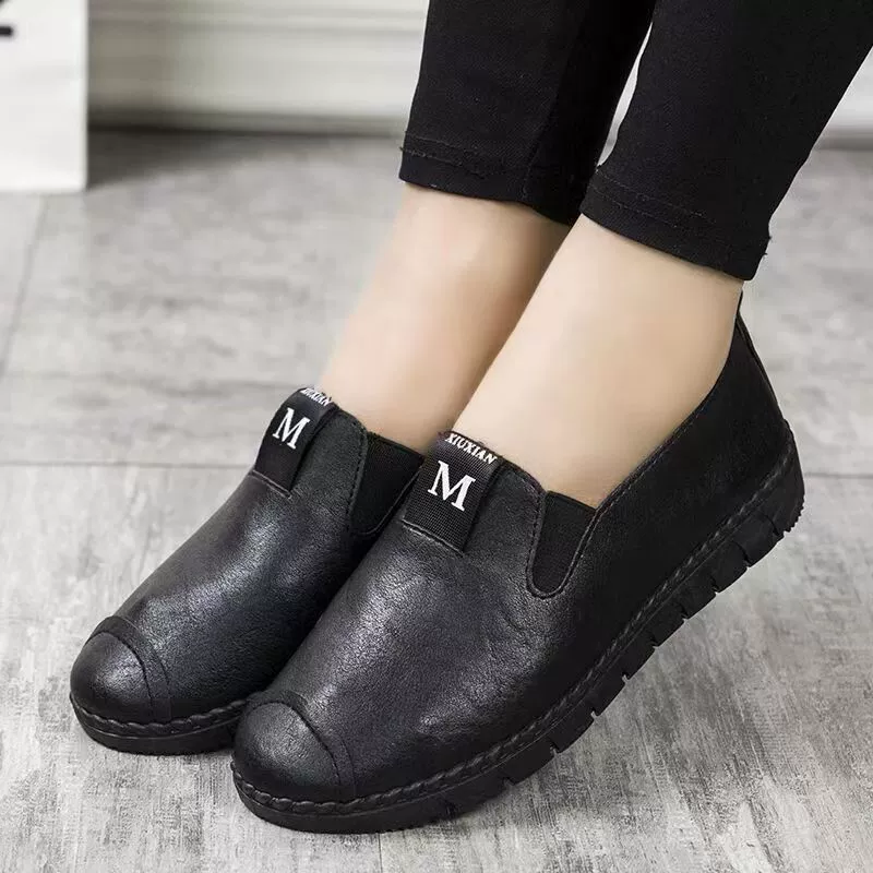 Мягкая кожа Мягкая подошва обувь мамы плоская подошва износостойкая водонепроницаемая обувь с бантом