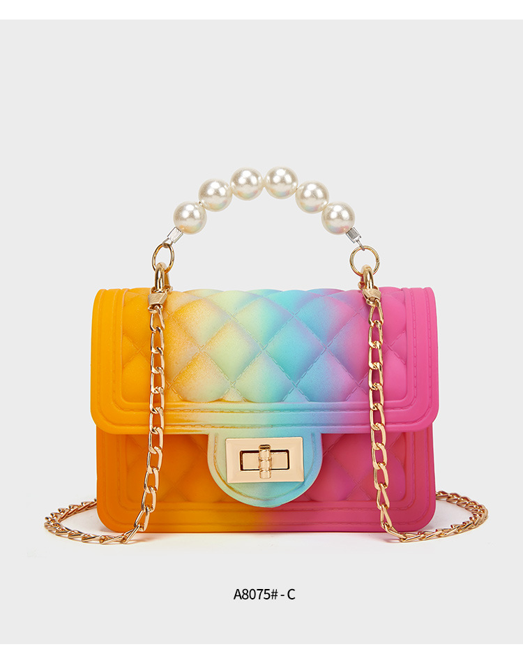 Women's Small Pvc Gradient Color Fashion Square Lock Clasp Square Bag display picture 3