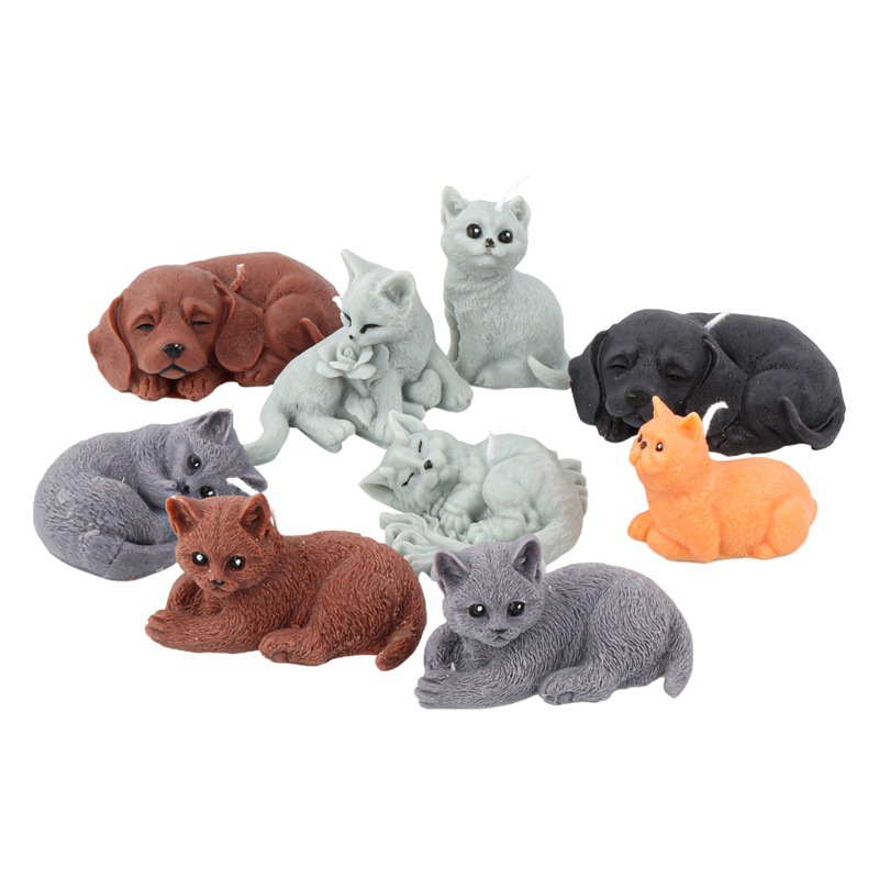 INS estilo coreano mascota gato vela molde perro DIY durmiendo zorro vela molde epoxi yeso fondant molde