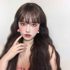 Japanese-style wig for women, long Lolita influencer face-fitting long curly hair with corn waves and wooly curls, realistic temperament full headset