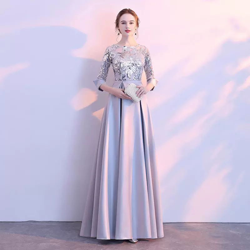 Весеннее длинное вечернее платье - кружевной Bodice, атласная юбка, элегантное платье в бордовом, хаки, зелёном