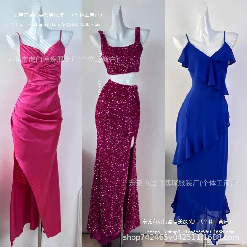 Dress with Slit and Open Back Ladies' Evening Gown Dress Women's Sexy Tube Top Dress