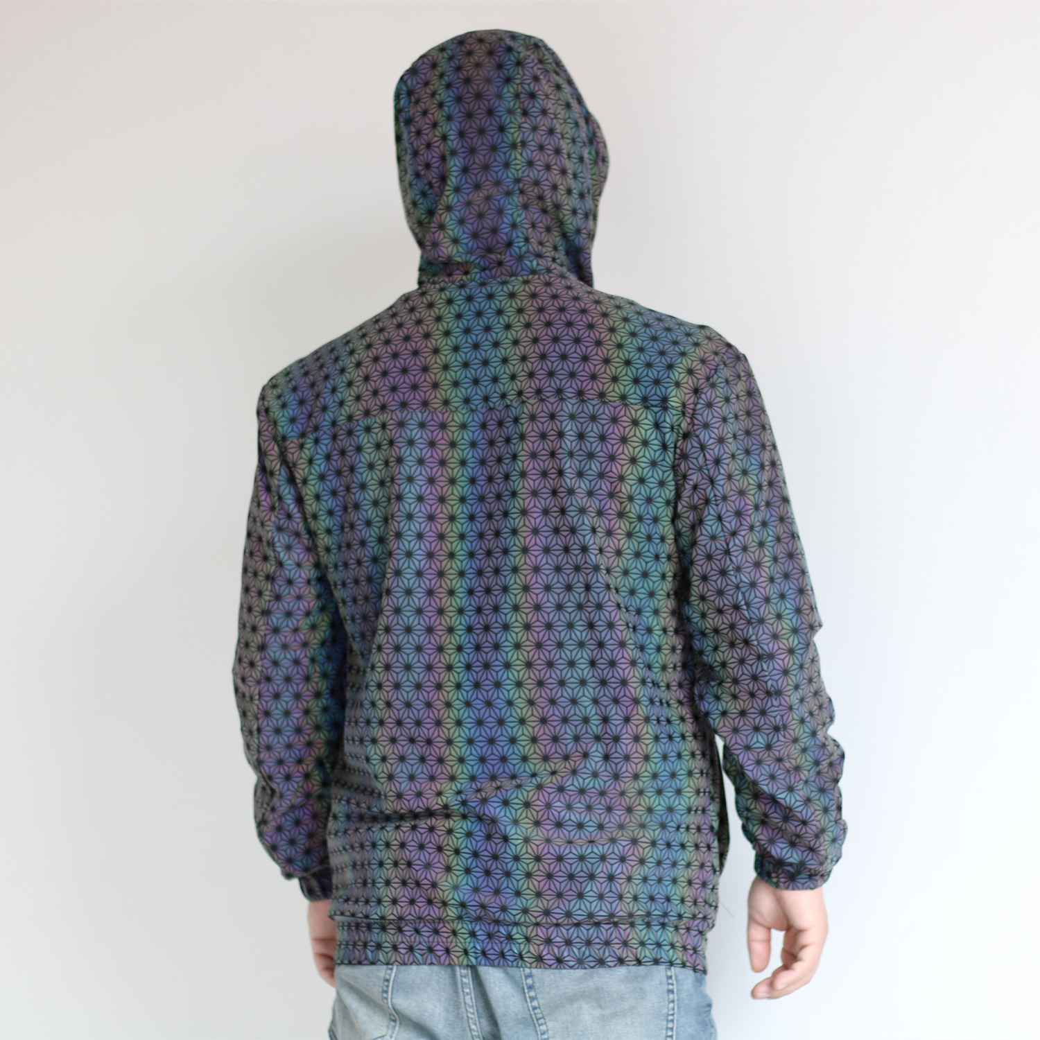 Men's Clothing new geometric pattern colorful reflective jacket men knitted breathable rainbow color luminous jacket men's clothing_voghion.com