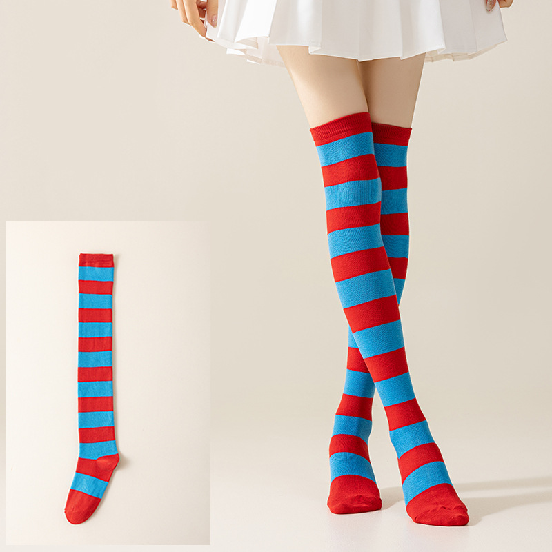Calcetines Largos Bucaneras a Rayas para Mujer de Poliéster y Spandex, Absorción del Sudor, para Cosplay image 18