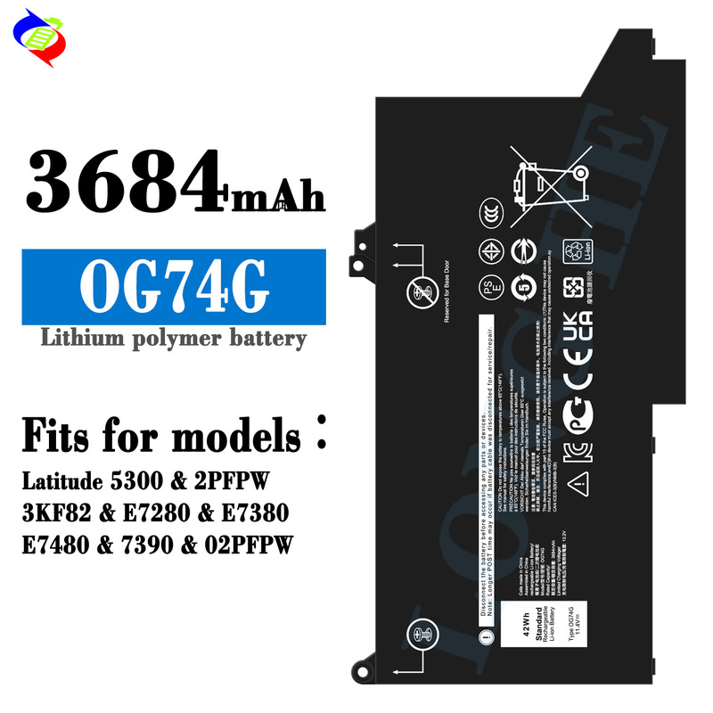 Suitable for Dell Og74G Laptop Battery Latitude 5300/2Pfpw/3Kf82/E7280/E7380