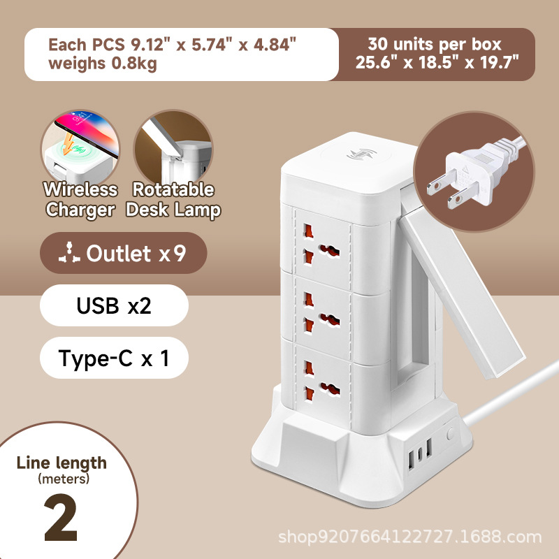 EE. UU. 2 pies-2 metros-3 capas/USB/cargador inalámbrico/luz nocturna