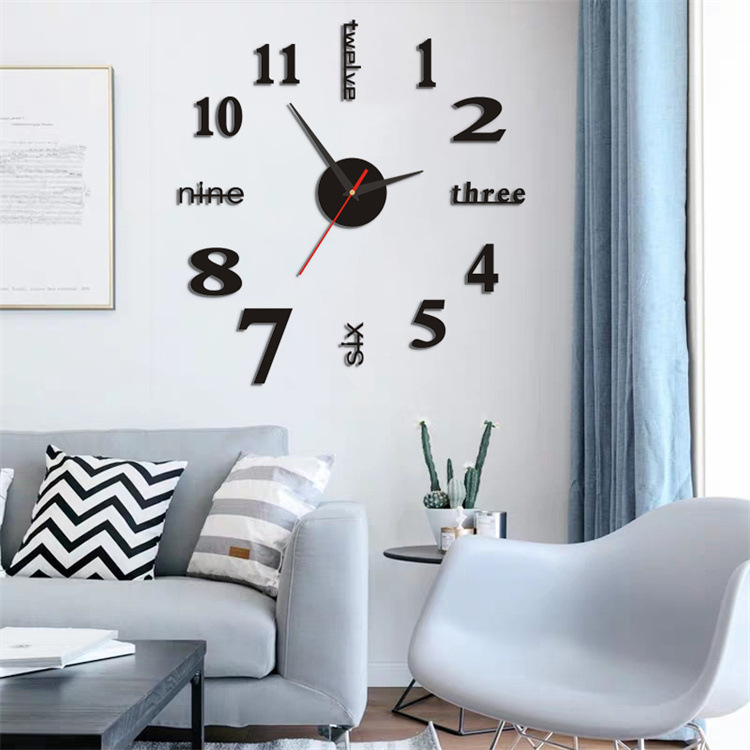 Simple DIY Punch-Free Wall Clock Home Living Room Bedroom Decorative Acrylic Clock Mute Clock Creative Wall Clock