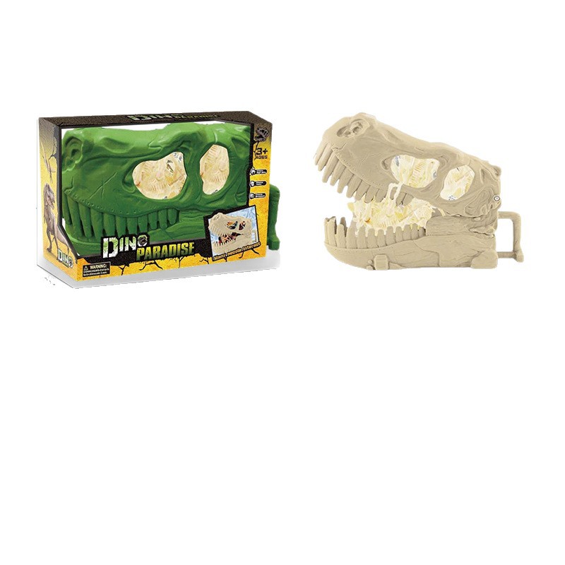 Esqueleto dinosaurio cabeza caja de almacenamiento Tyrannosaurus Rex esqueleto dinosaurio cabeza modelo juguete escena juego con dibujos