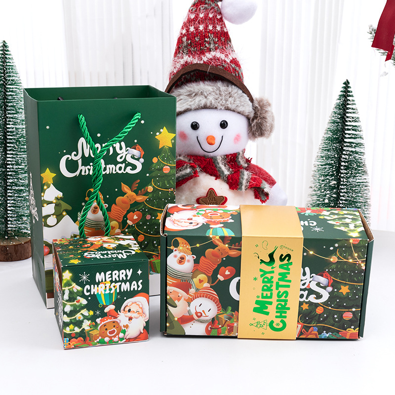 녹색 크리스마스 점핑 박스 유형 B, 점핑 박스 6개 + 선물 상자 + 선물 가방