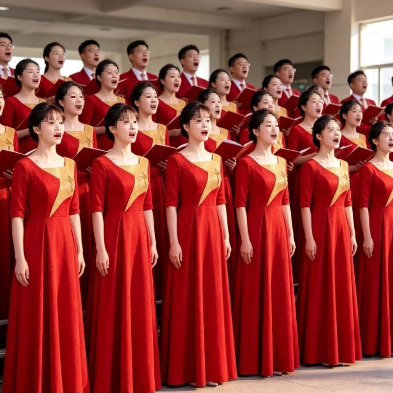 New Style Long Dress for Women in Choir Performance, Suitable for Middle-Aged and Elderly Students, Host, Conductor, Red Song Recitation, Slim-Fit Evening Gown New Style Long Dress for Women in Choir Performance, Suitable for Middle-Aged and Elderly Students, Host, Conductor, Red Song Recitation, Slim-Fit Evening Gown