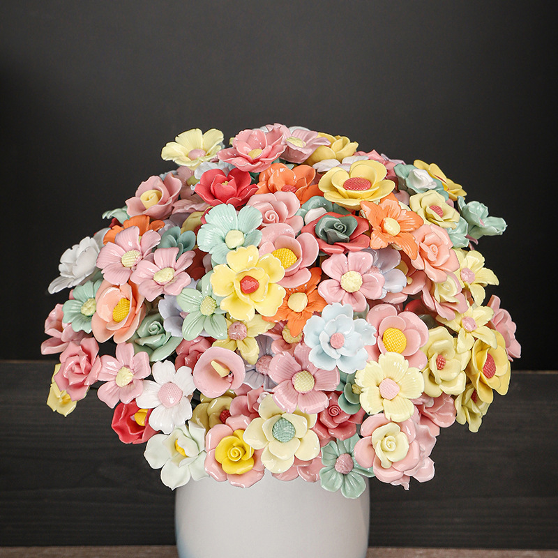 景徳鎮セラミックフラワー牡丹の花手作りピンチフラワー磁器装飾品花瓶装飾ホームプリザーブドフラワー|undefined