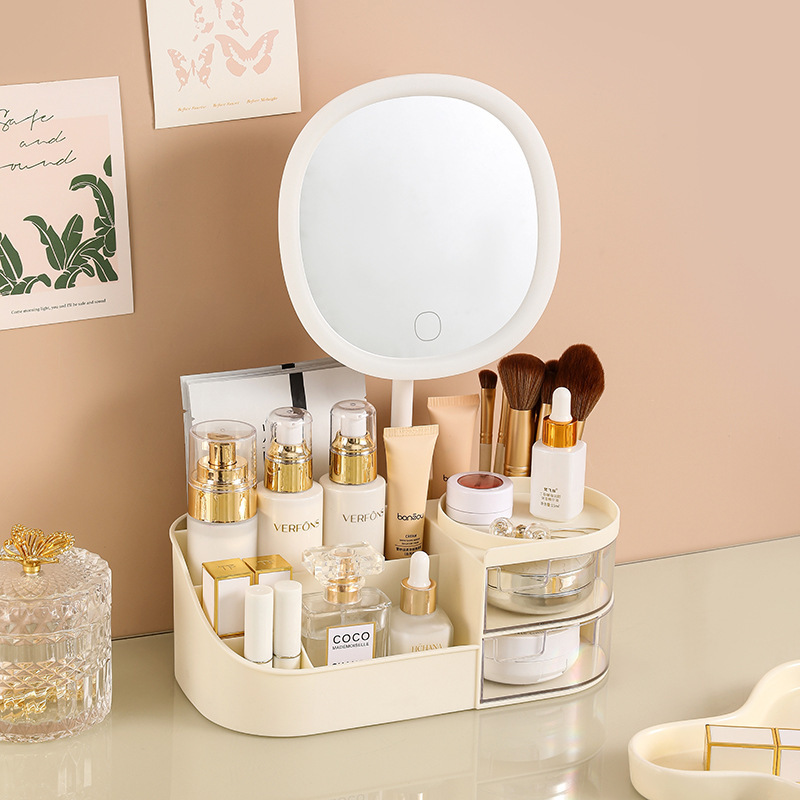 Caja de almacenamiento de cosméticos tipo cajón mesa de tocador espejo de maquillaje estante de productos de cuidado de la piel caja de maquillaje de lápiz labial transfronterizo