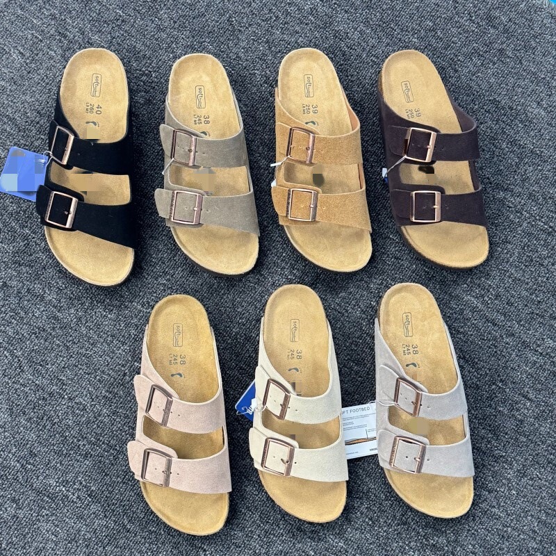 Cowhide Birkenstock Shoes 2025 New Model Bk Genuine Leather Cork Thick-Soled Birkenstock Sandals Men's Two-Strap Sandals Women's Beach Shoes Cowhide Birkenstock Shoes 2025 New Model Bk Genuine Leather Cork Thick-Soled Birkenstock Sandals Men's Two-Strap Sandals Women's Beach Shoes