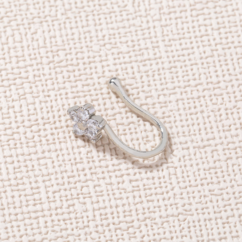 fashion copper micro-inlaid zircon five-pointed star free piercing nose clip