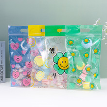 新品上市透明印花手提包装袋子糖果皮筋发饰饰品包装袋密封自封口