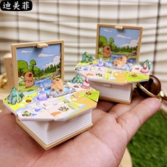 漫画 3D 立体ブックカピバラ折りたたみ爆弾キーホルダーカピバラクリエイティブペンダントクリエイティブマジックブックギフト