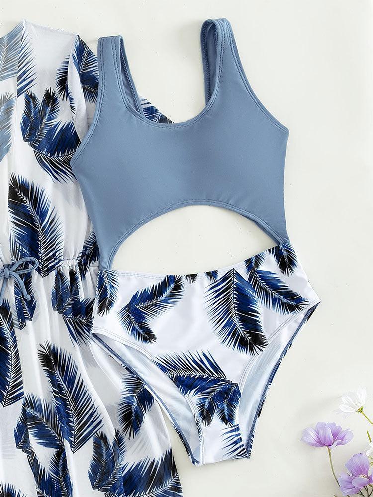 Girl'S Gender Elegant Style Girl'S Elegant Lady Leaves 2 Pieces Set Bikinis Swimwear