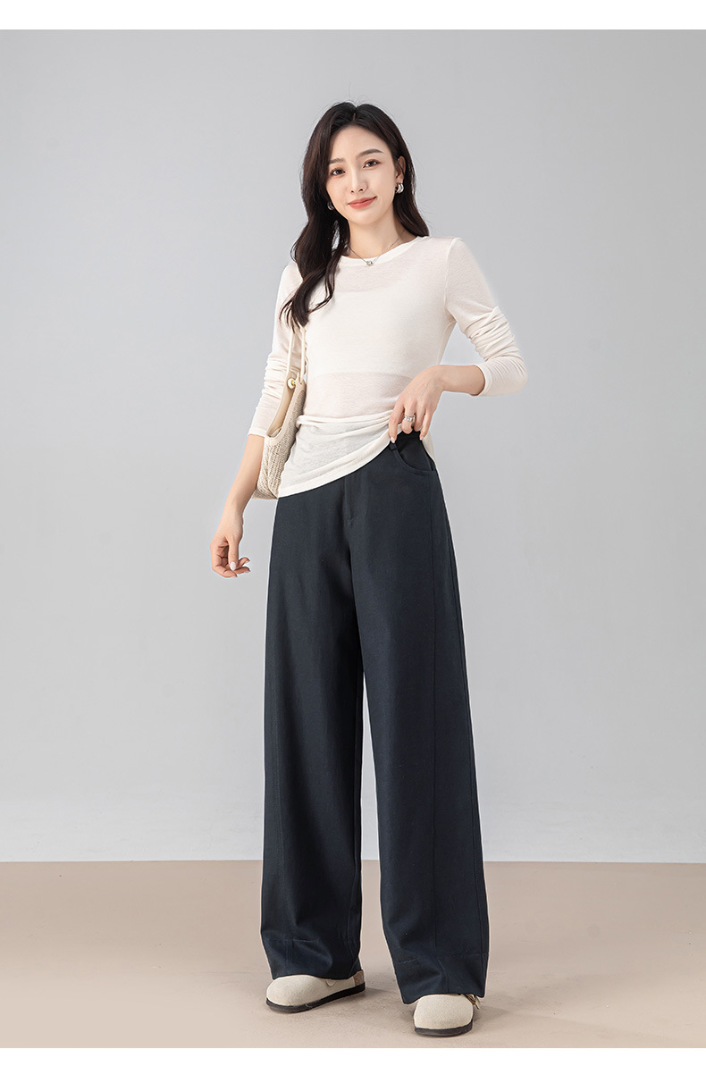 Áo thun nữ cổ tròn dáng rộng tay dài chất Tencel Cashmere phong cách retro Hàn Quốc — Màu cà phê chi tiết 20