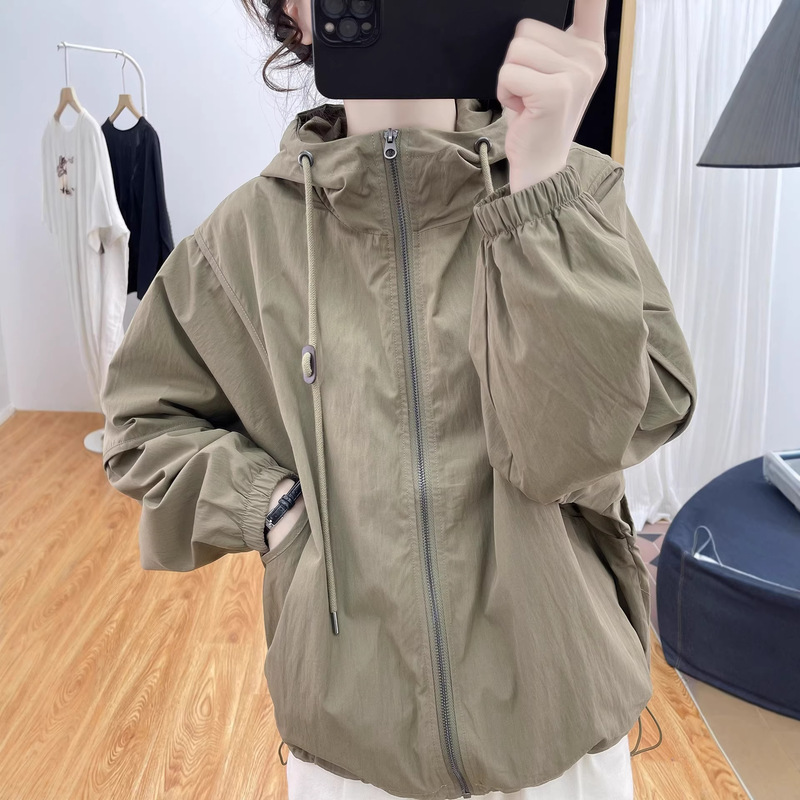 Spring and Autumn Premium Loose Fit Women's Stand Collar Cotton Jacket 2026 Korean Style Casual Hooded Top Versatile Jacket Spring and Autumn Premium Loose Fit Women's Stand Collar Cotton Jacket 2026 Korean Style Casual Hooded Top Versatile Jacket
